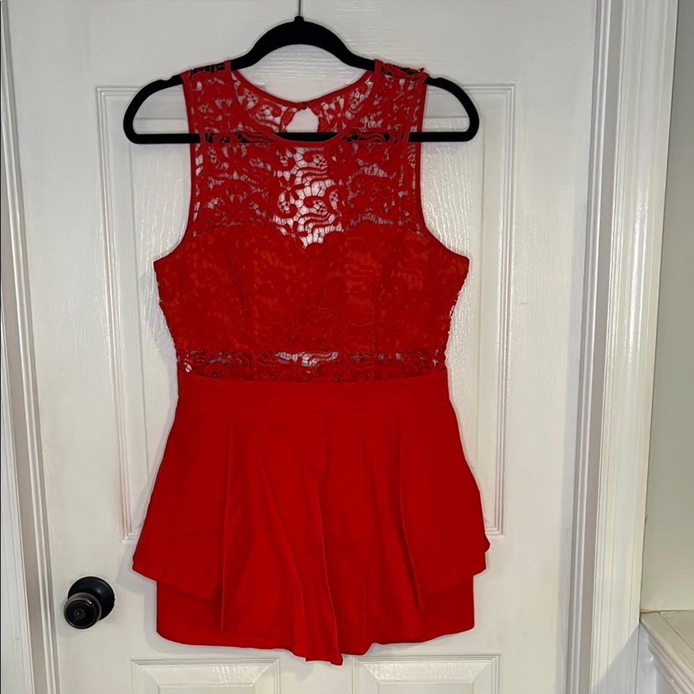 Soieblu Red Lace Romper